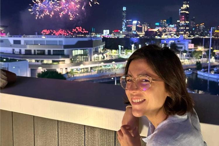 Caroline with hong Kong in the distance