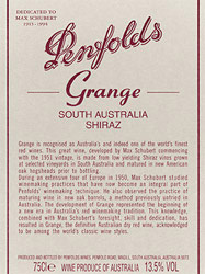 South Australia Penfolds Wines Grange Bin 95