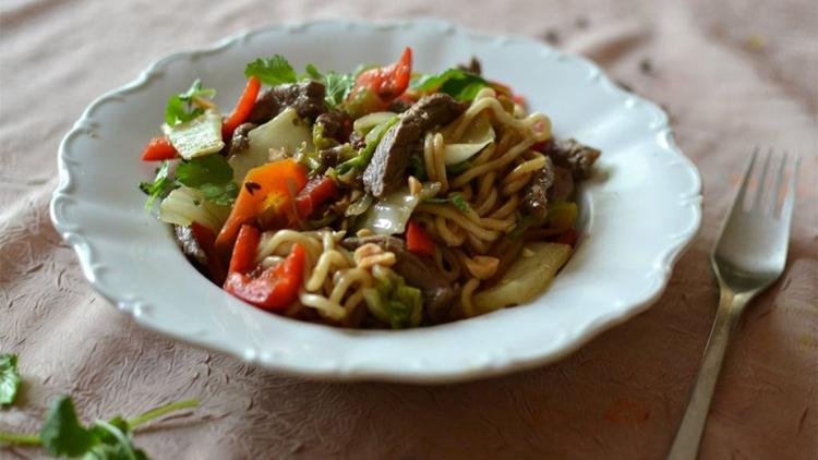 Beef stir fry made by iDealwine's Elsa