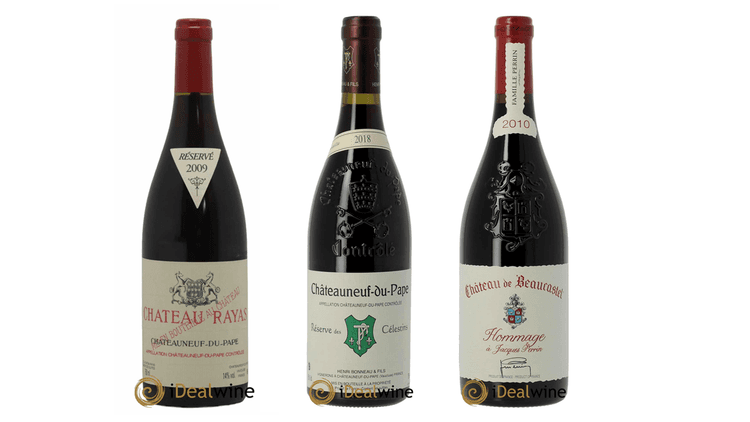 Bottles of Rayas Crestine and Beaucastel