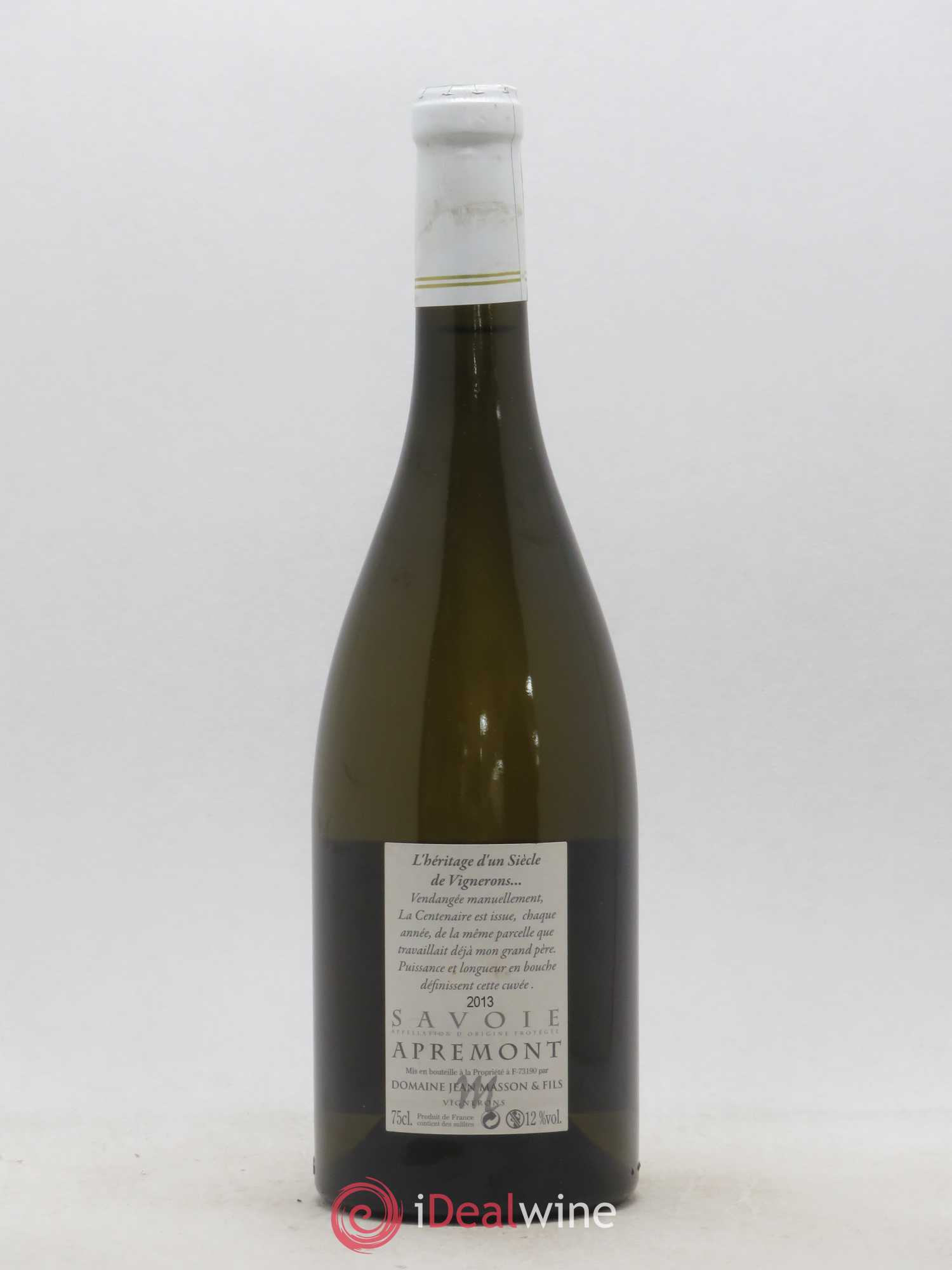 Vin de Savoie Apremont La Centenaire Vieilles Vignes Jean Masson 2013 - Lot de 1 bouteille - 1