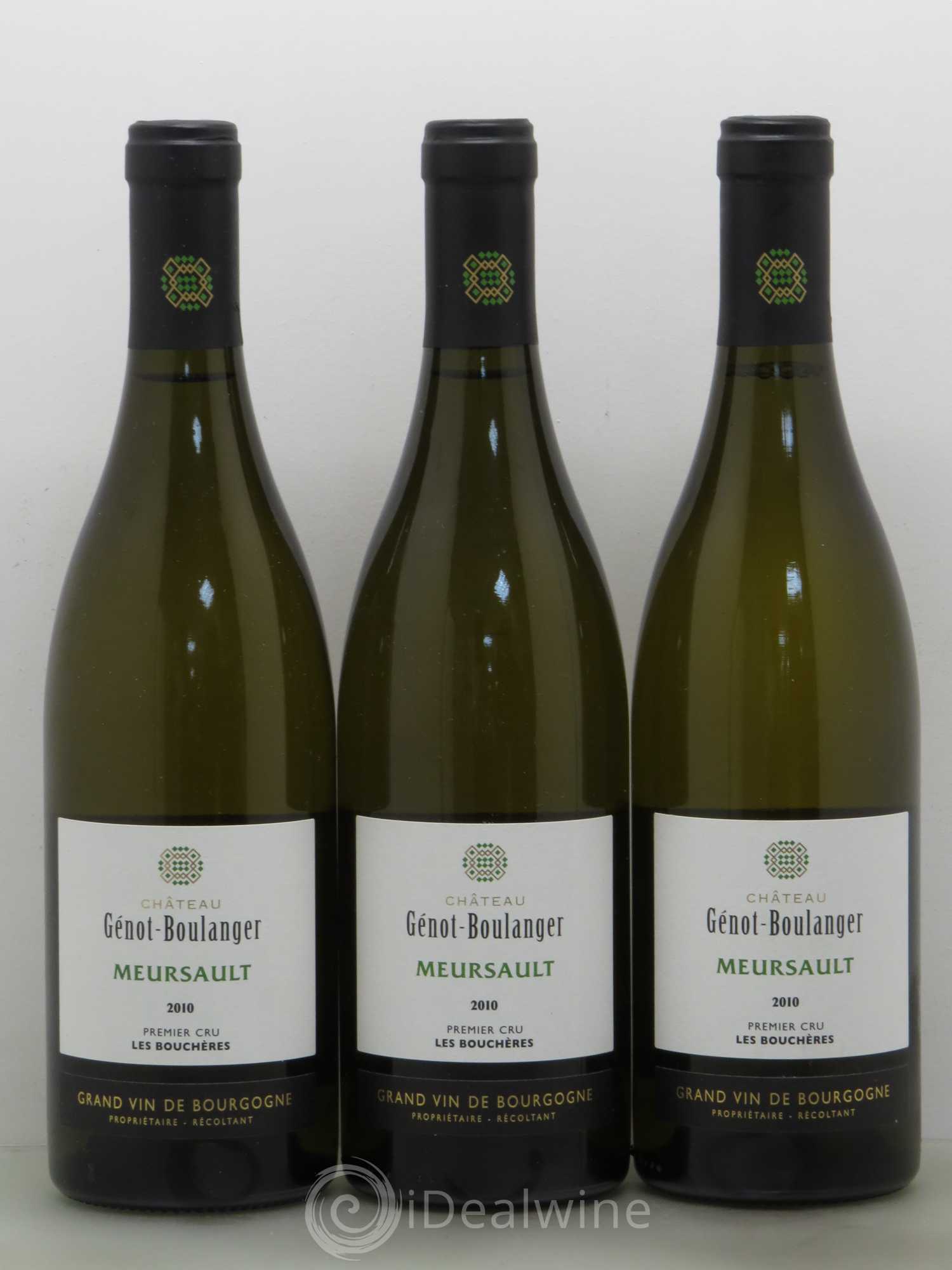 Meursault 1er Cru Les Boucheres Genot Boulanger 2010 - Lot de 3 bouteilles - 0