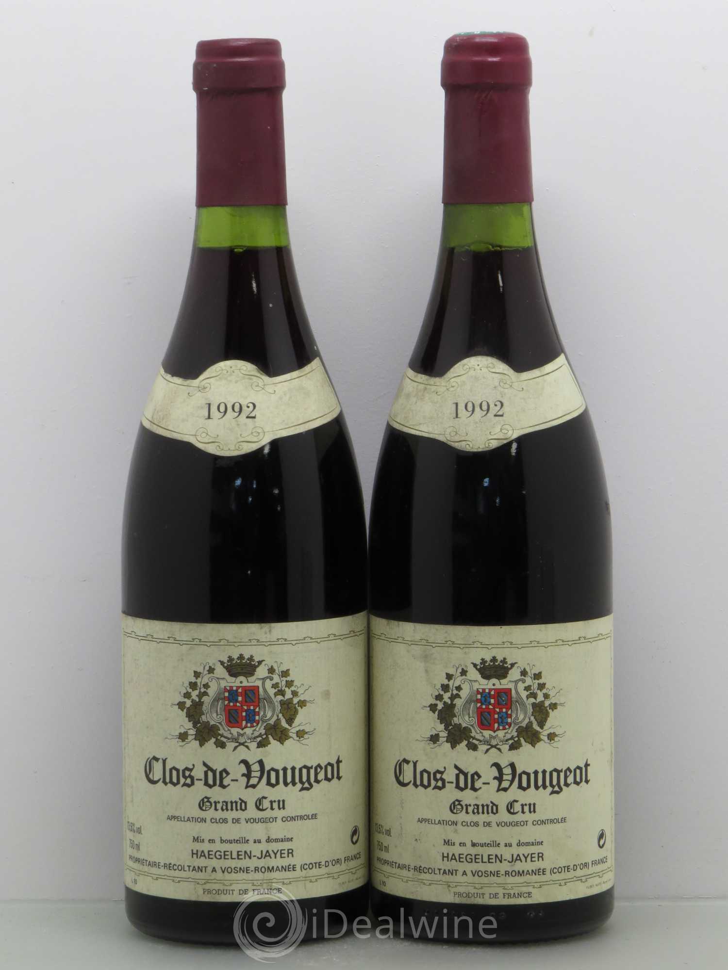 Clos de Vougeot Grand Cru Haegelen-Jayer 1992 - Lot de 2 bouteilles - 0