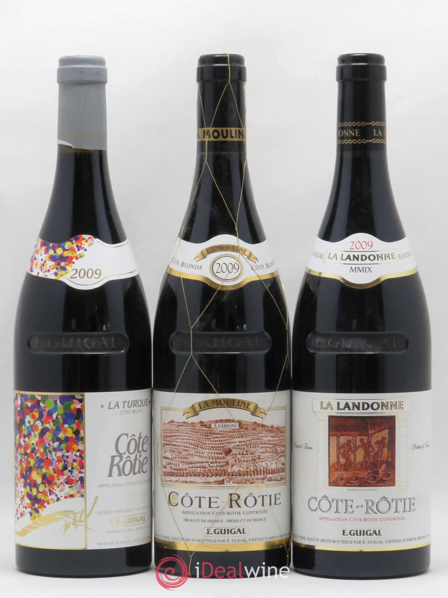 Côte-Rôtie Guigal Trilogie La Turque - La Landonne - La Mouline 2009 - Lot of 3 bottles - 0