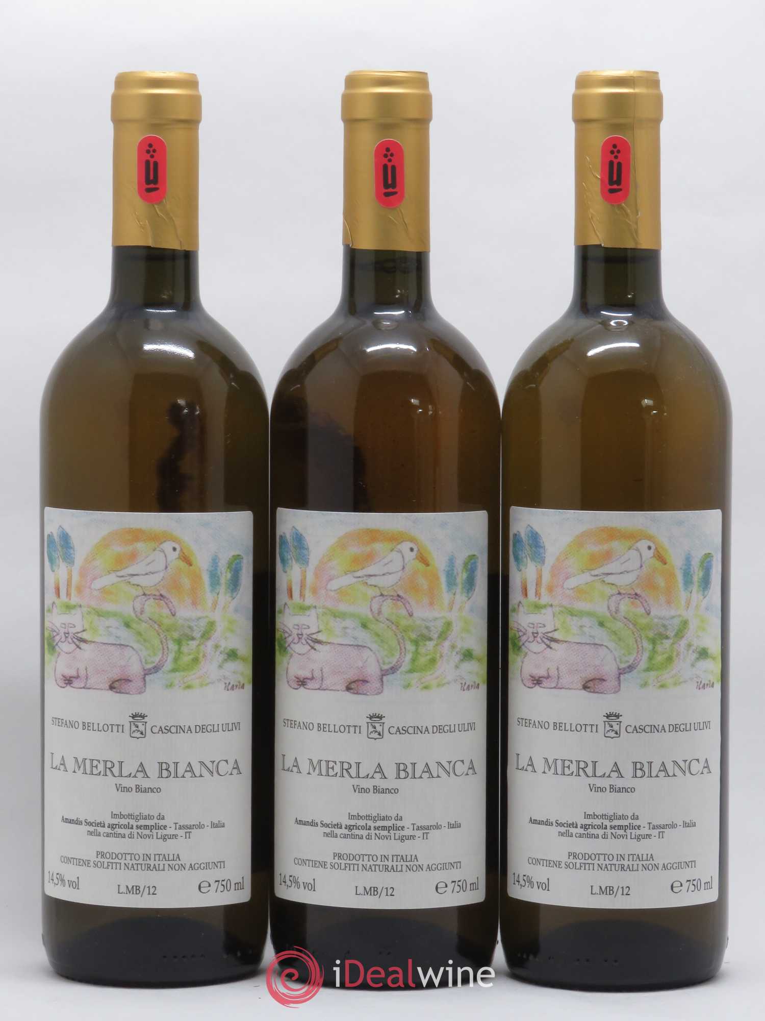 Italie La Merla Bianca Stefano Bellotti 2012 - Lot de 3 bouteilles - 0