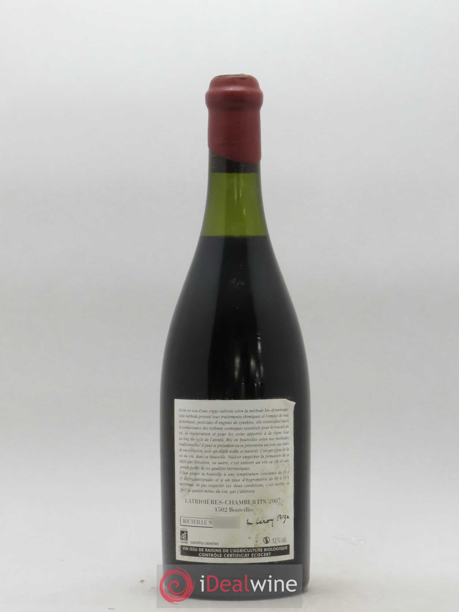 Latricières-Chambertin Grand Cru Leroy (Domaine) 2007 - Lot de 1 bouteille - 1