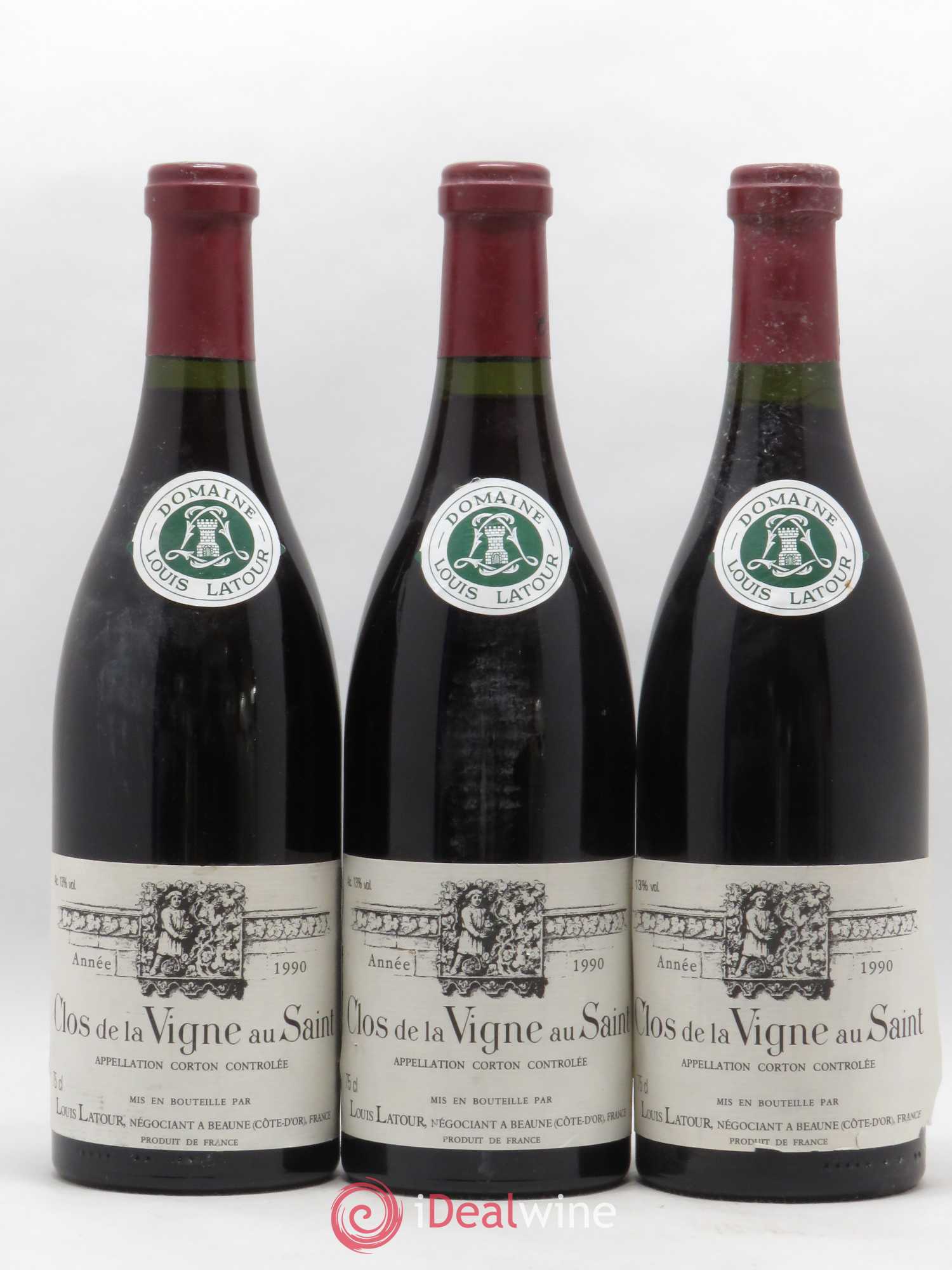 Corton Grand Cru Clos de la vigne au Saint Louis Latour 1990 - Lot de 3 bouteilles - 0