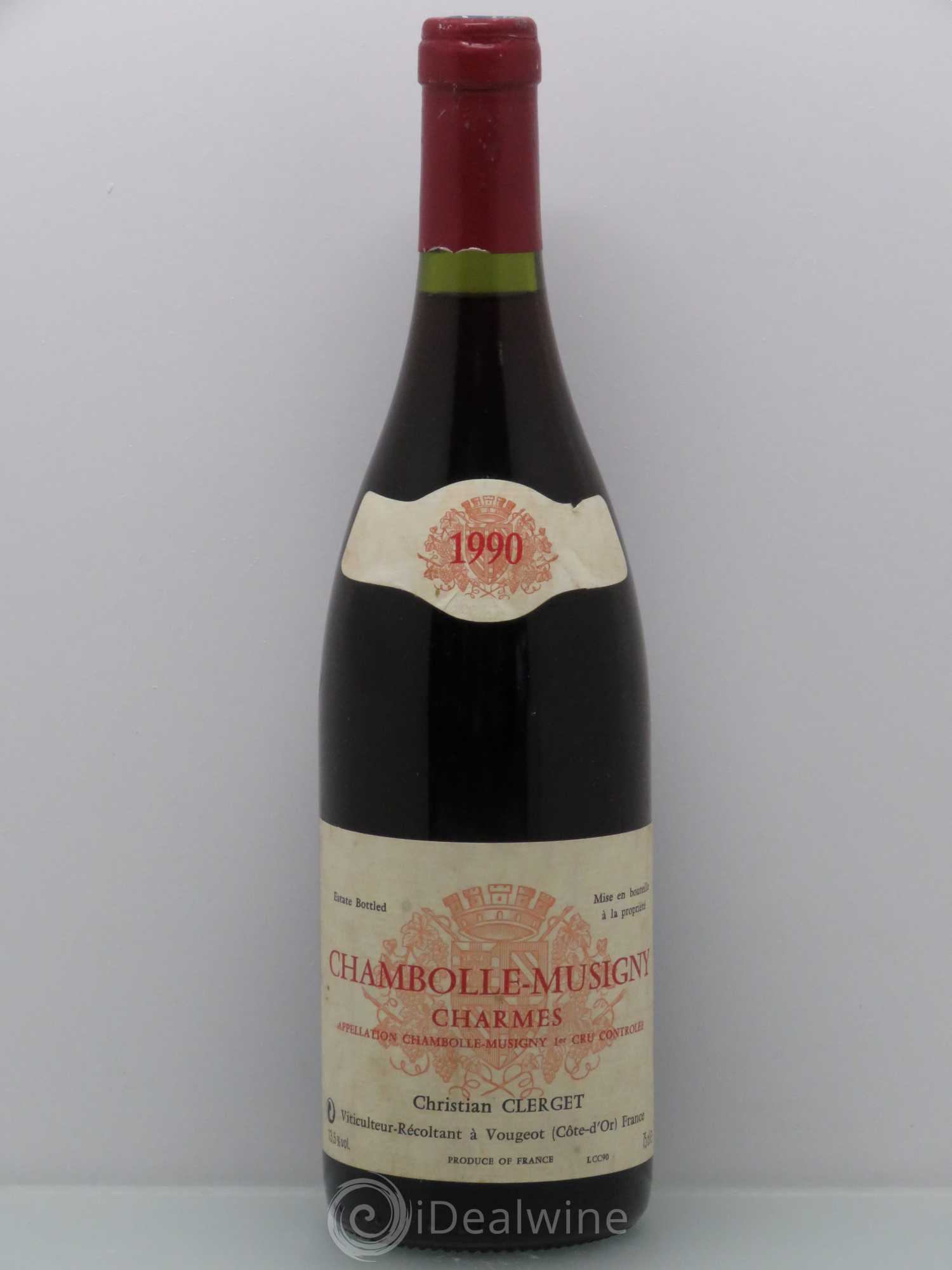 Chambolle-Musigny 1er Cru Les Charmes Christian Clerget 1990 - Lot de 1 bouteille - 0