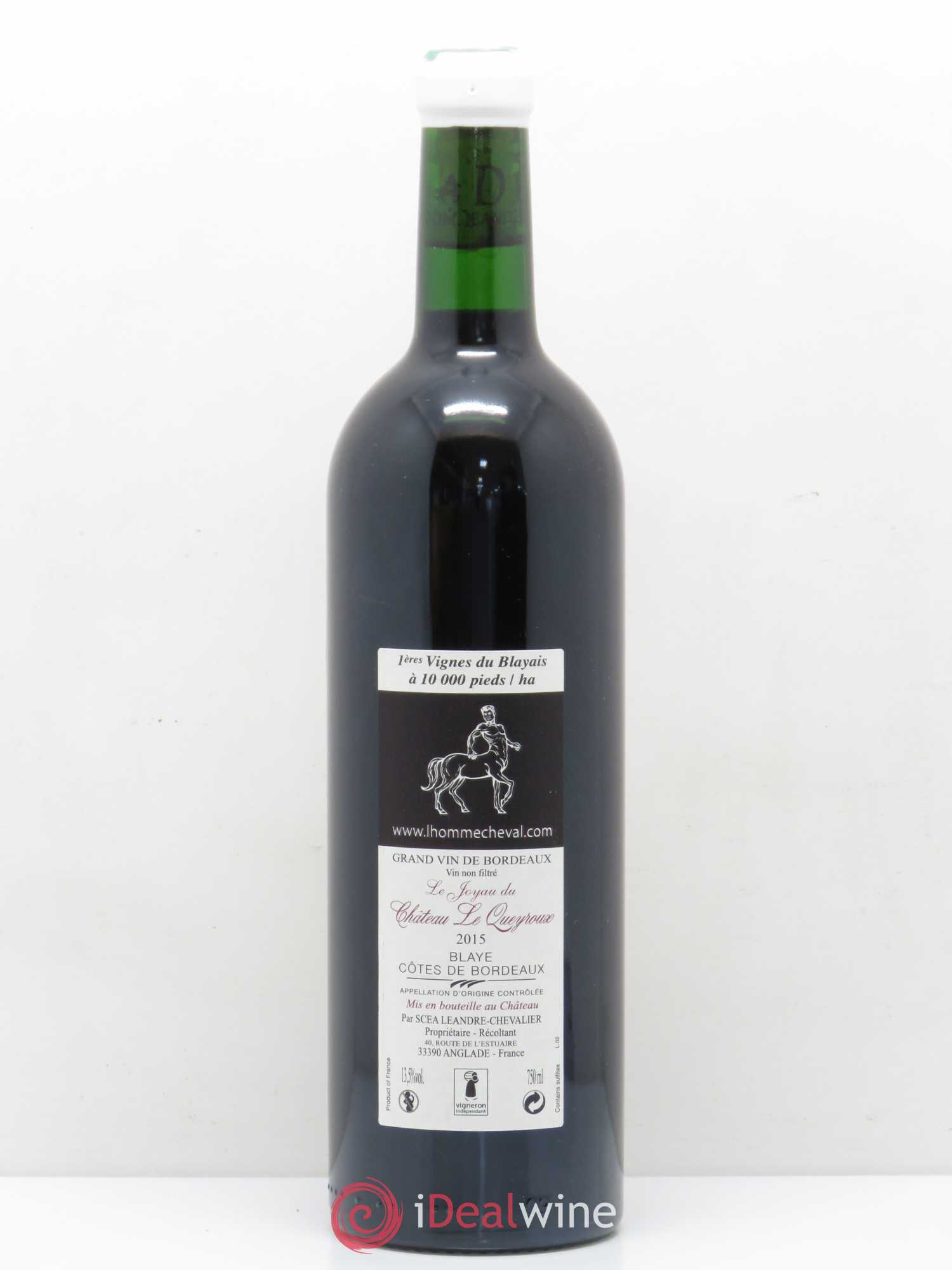 Premières-Côtes-de-Blaye (Blaye-Côtes-de-Bordeaux) Le Joyau du Château Le Queyroux (sans prix de réserve) 2015 - Lot de 1 bouteille - 1