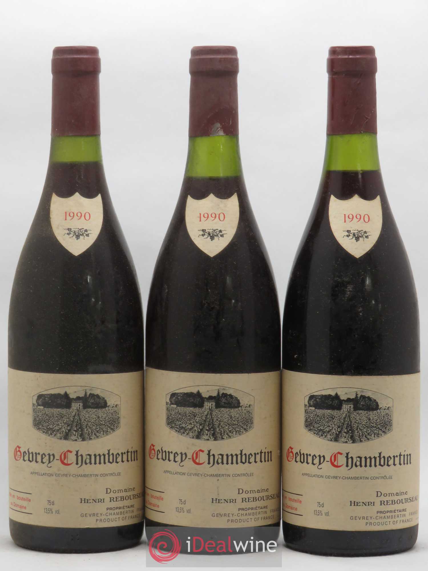 Gevrey-Chambertin Henri Rebourseau (Domaine) 1990 - Lot of 3 bottles - 0