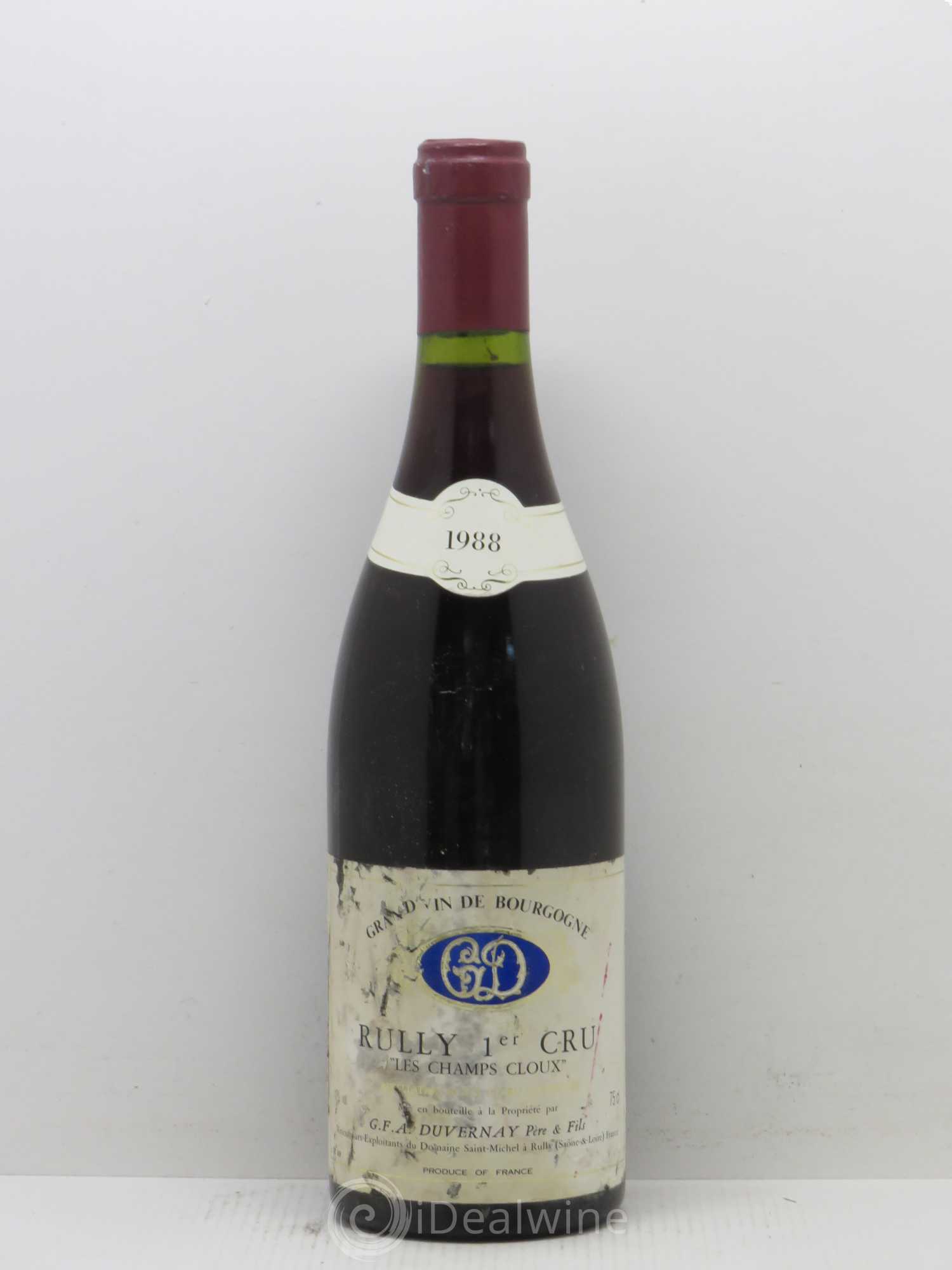 Rully 1er Cru Les Champs Cloux Duvernay 1988 - Lot de 1 bouteille - 0