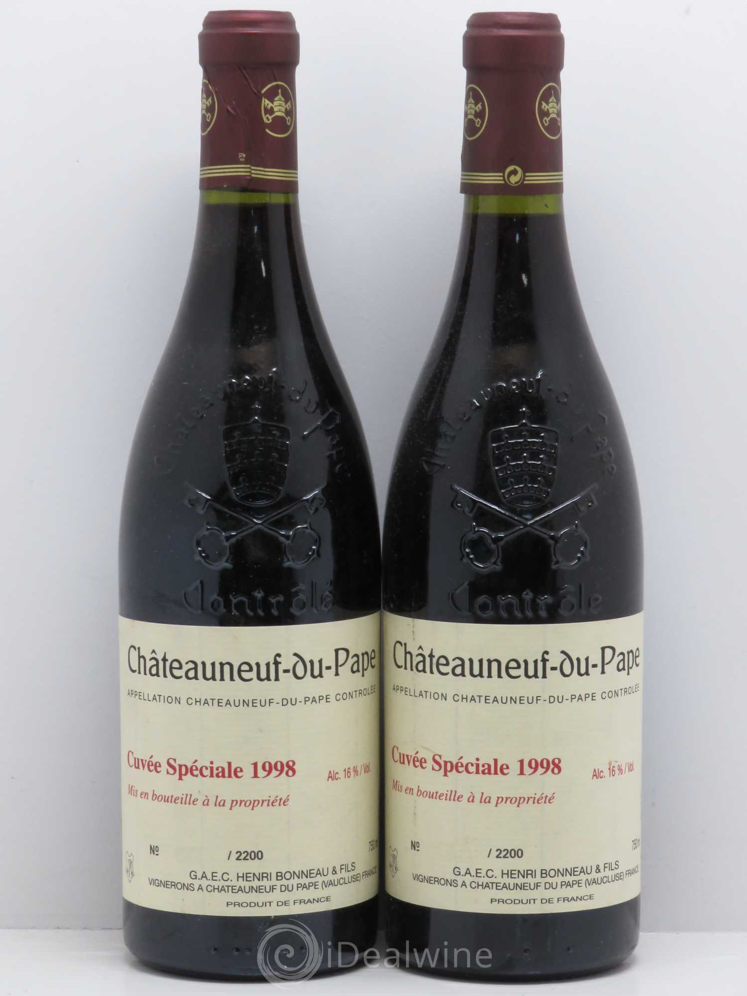 Châteauneuf-du-Pape Cuvée spéciale Henri Bonneau & Fils 1998 - Lot de 2 bouteilles - 0