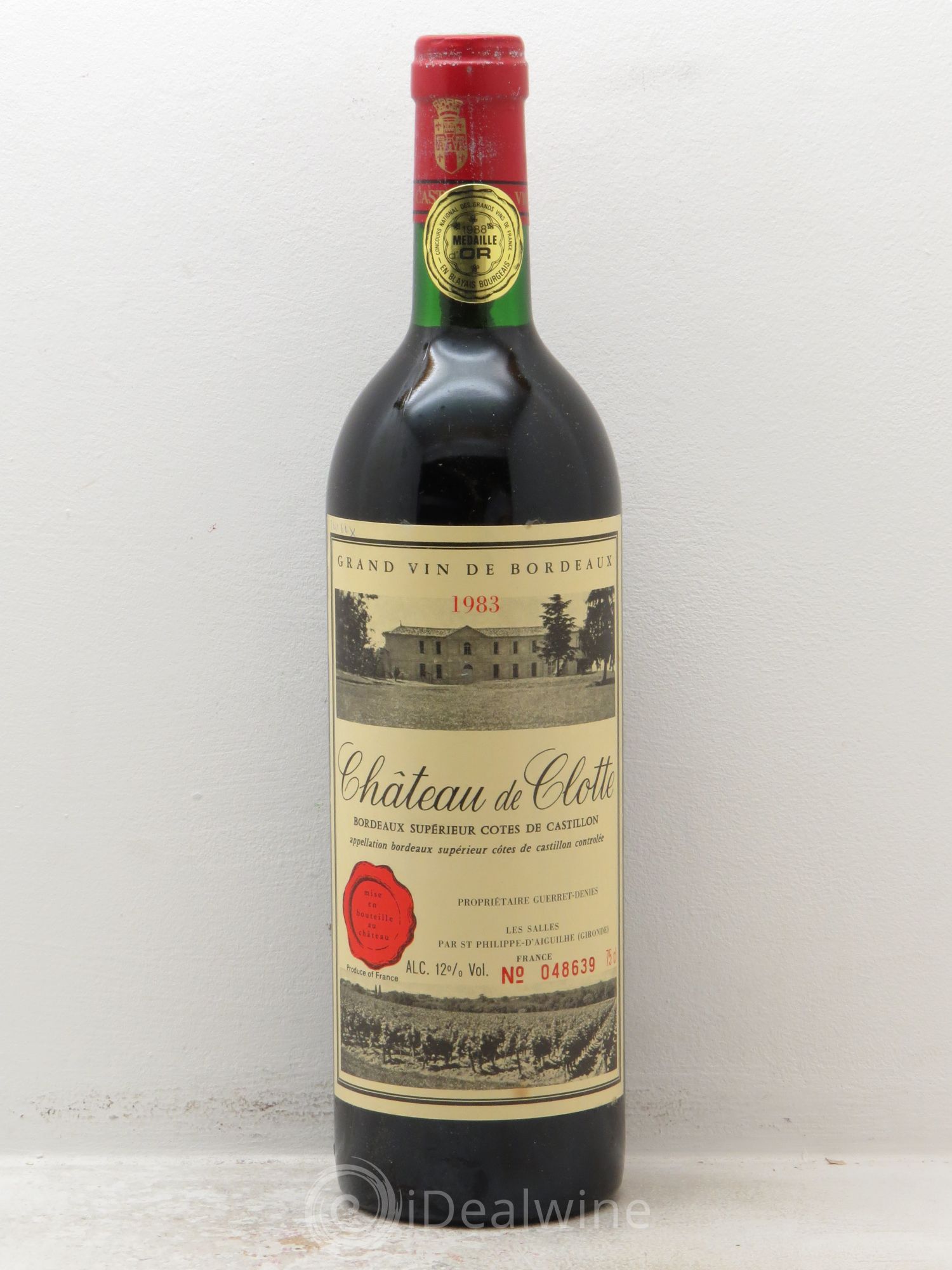 Castillon-Côtes-de-Bordeaux (Côtes-de-Castillon) Château de Clotte (sans prix de réserve)  1983 - Lot de 1 bouteille - 0