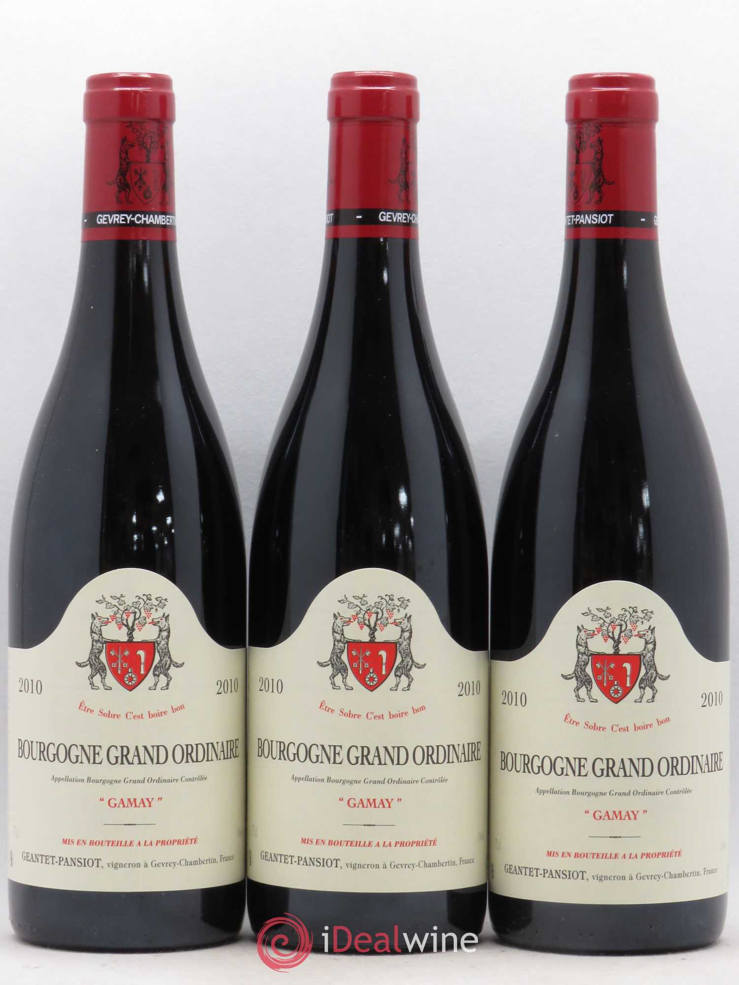 Bourgogne Grand Ordinaire Gamay Geantet Pansiot (sans prix de réserve) 2010 - Lot de 3 bouteilles - 0