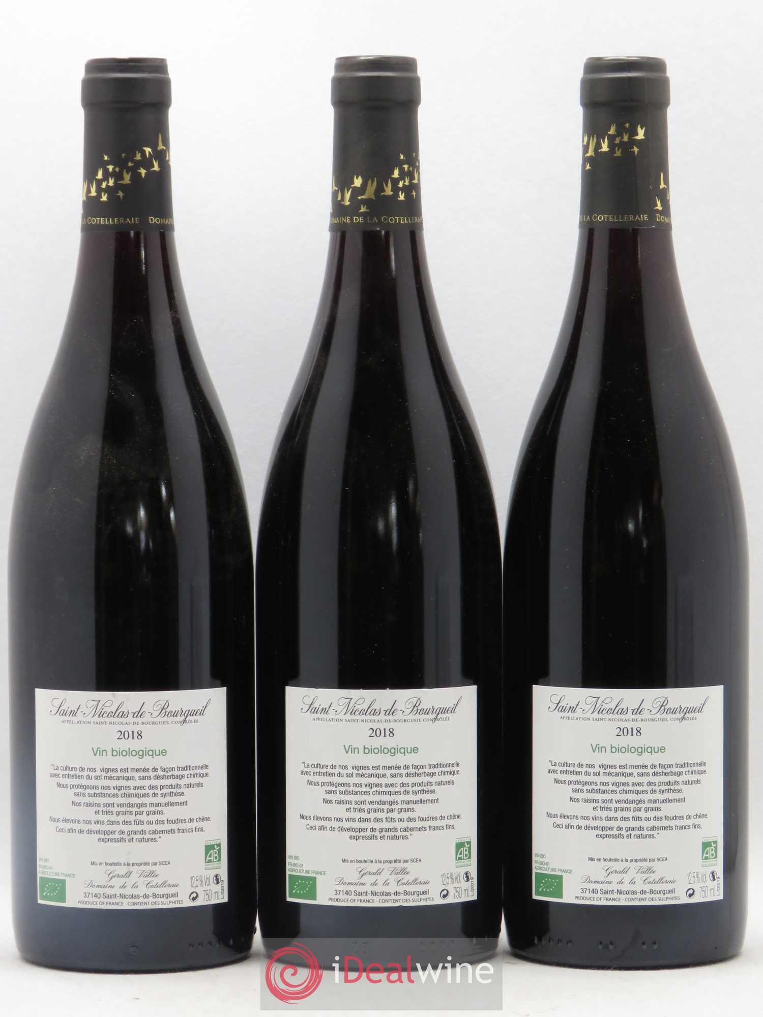 Saint-Nicolas de Bourgueil Domaine de La Cotelleraie (sans prix de reserve) 2018 - Lot de 3 bouteilles - 1