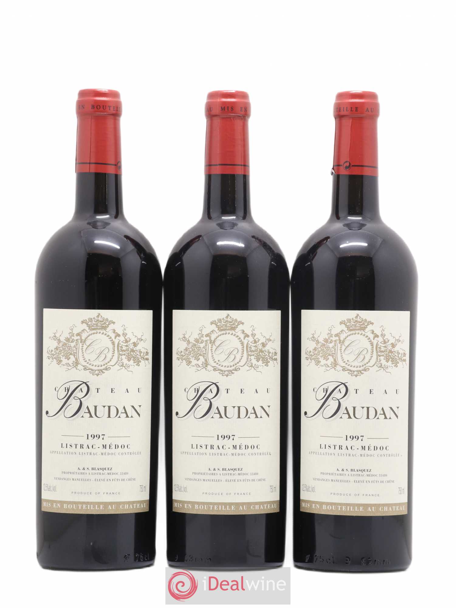 Listrac-Médoc Château Baudan (no reserve) 1997 - Lot of 3 bottles - 0