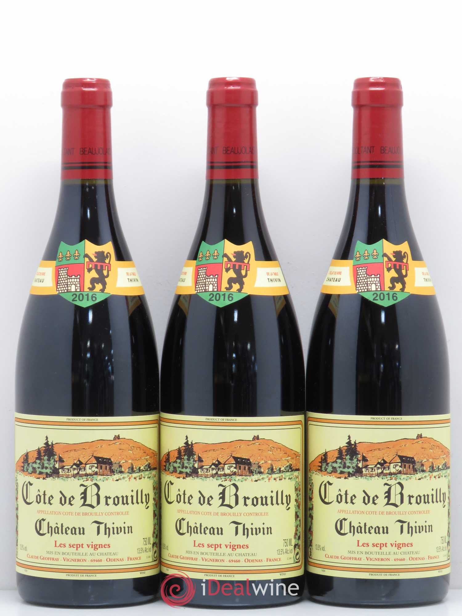 Côte de Brouilly Les 7 Vignes Château Thivin  (ohne Mindestpreis) 2016 - Posten von 3 Flaschen - 0