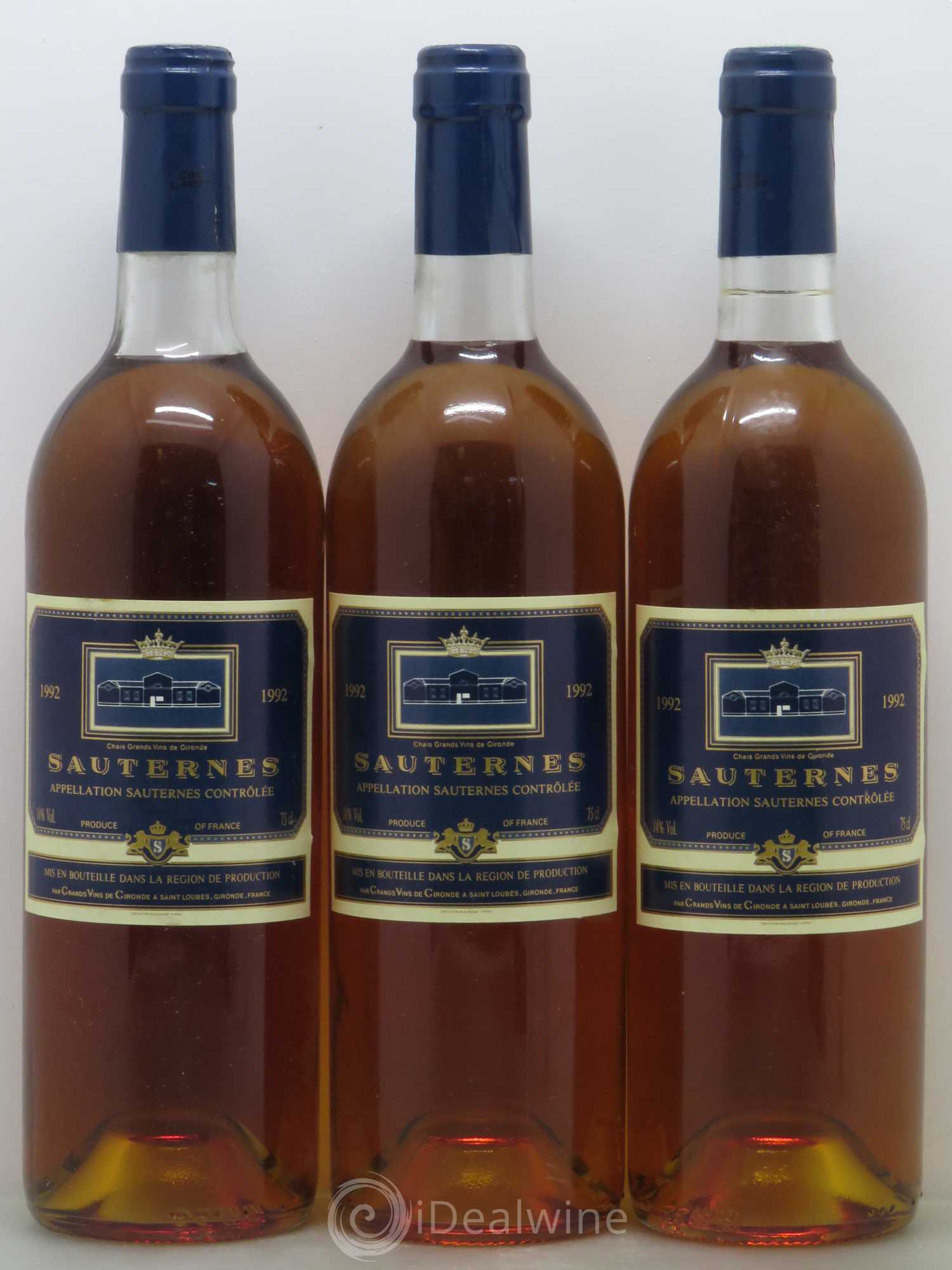 Sauternes Sauternes  1992 - Lot de 3 bouteilles - 0