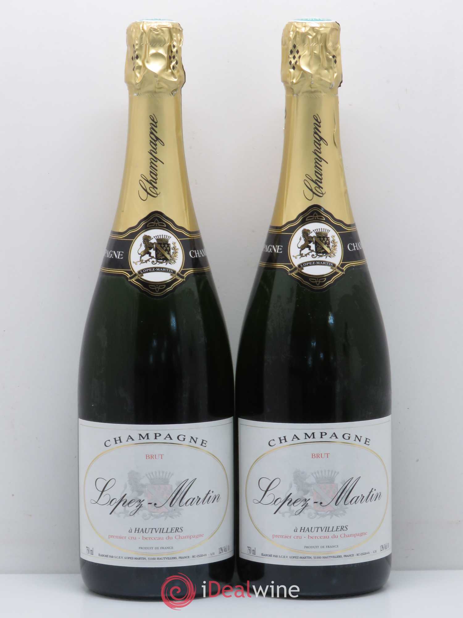 Champagne Hautvillers Lopez Martin (sans prix de réserve) - Lot de 2 bouteilles - 0