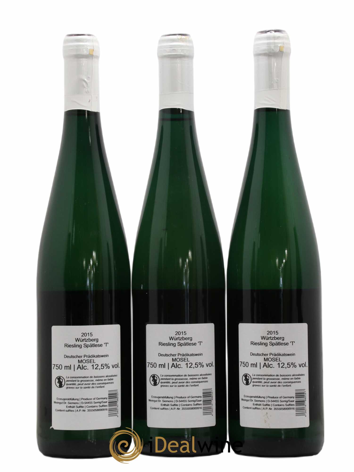 Allemagne Mosel-Saar Wurtzberg Riesling Spatlese T Dr Siemens 2015 - Lot de 6 bouteilles - 4