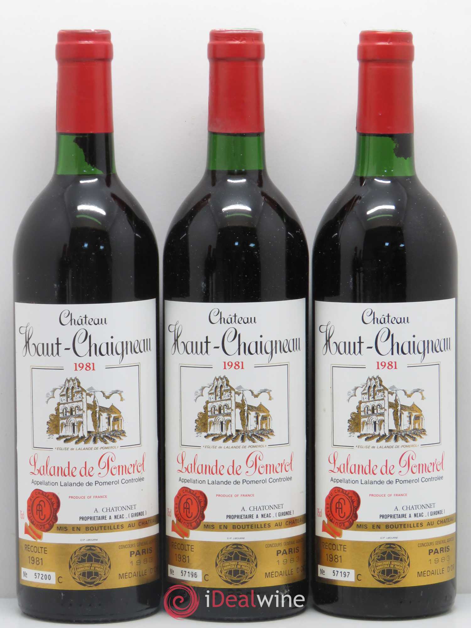 Bordeaux Lalande-de-Pomerol Château Haut Chaigneau (sans prix de réserve) 1981 - Lot de 5 bouteilles - 1