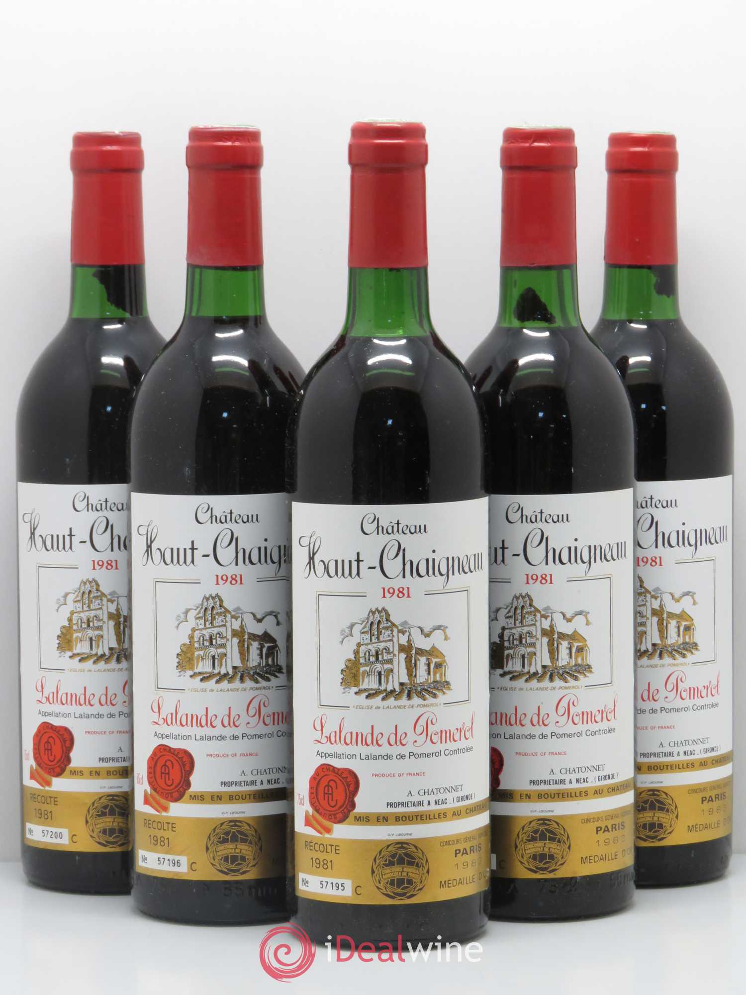 Bordeaux Lalande-de-Pomerol Château Haut Chaigneau (sans prix de réserve) 1981 - Lot de 5 bouteilles - 0