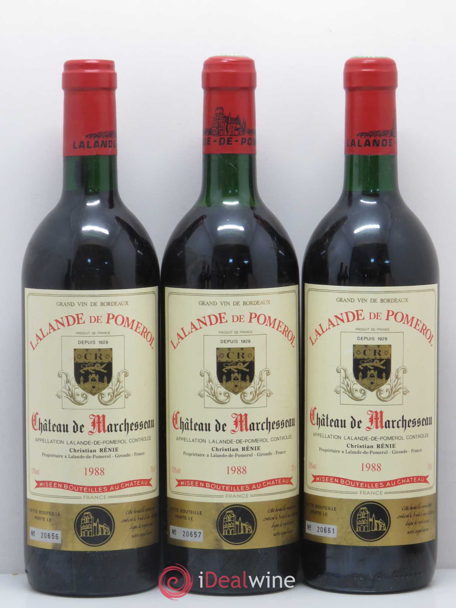 Bordeaux Lalande-de-Pomerol Château De Marchesseau 1988 - Lot of 5 bottles - 1