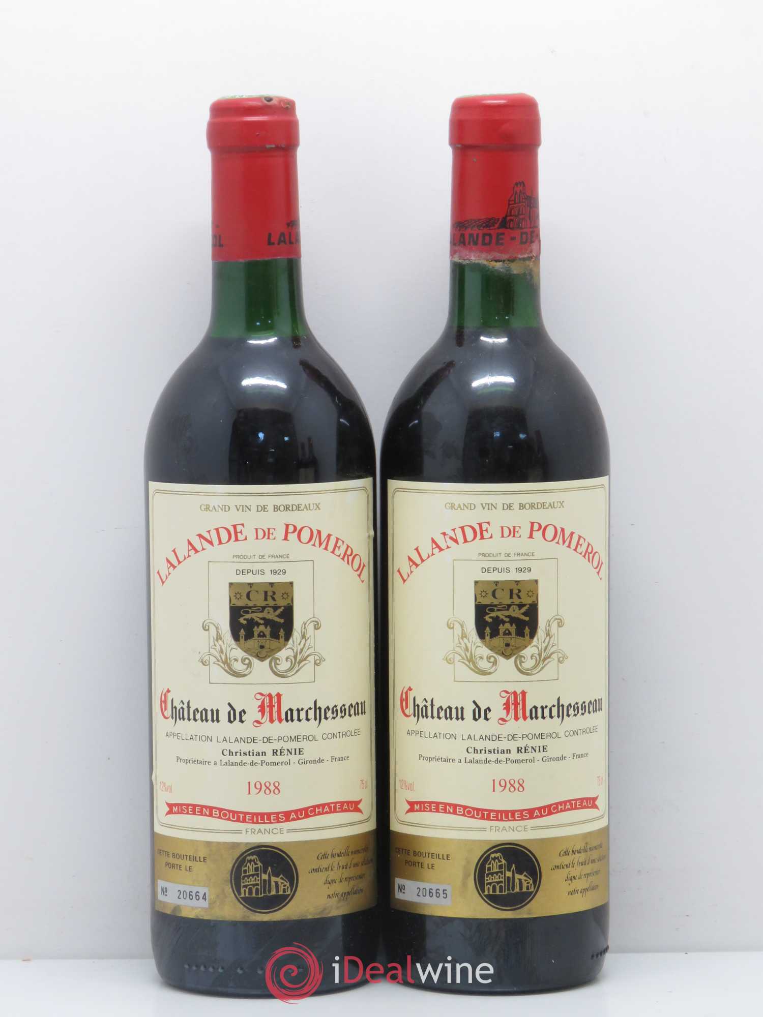 Bordeaux Lalande-de-Pomerol Château De Marchesseau 1988 - Lot of 5 bottles - 2