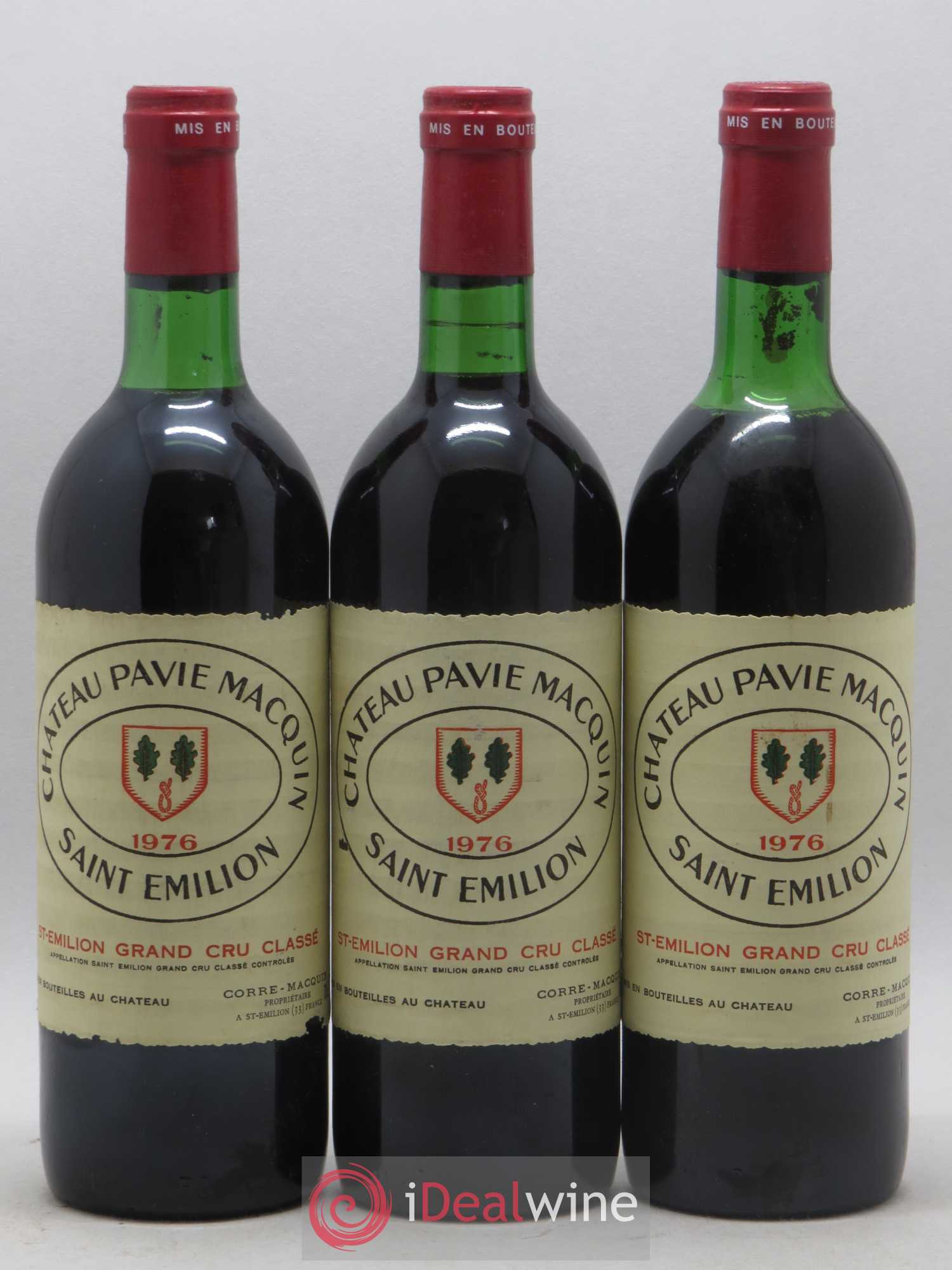 Château Pavie Macquin 1er Grand Cru Classé B 1976 - Lot of 3 bottles - 0