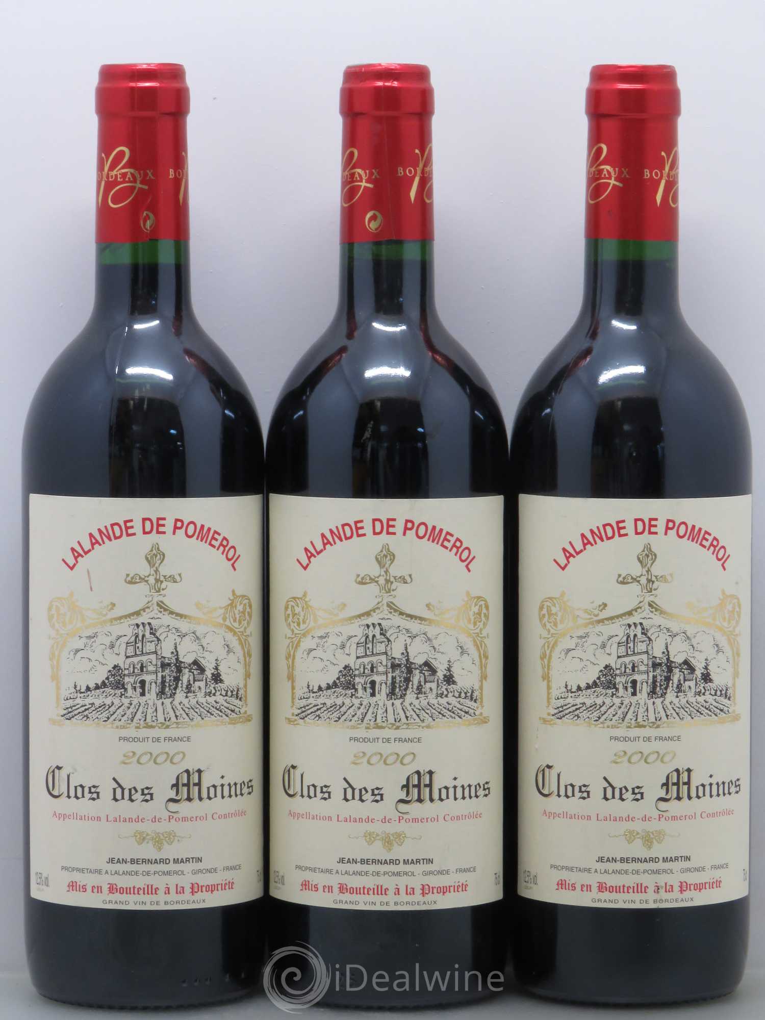 Bordeaux Clos des Moines - Lalande de Pomerol 2000 - Lot de 3 bouteilles - 0