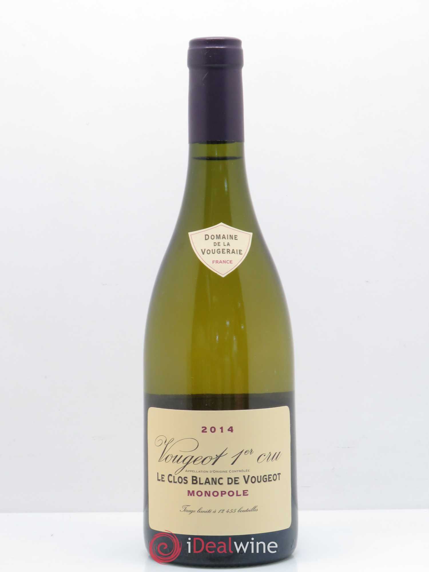 Vougeot 1er Cru Le Clos Blanc de Vougeot La Vougeraie Monopole 2014 - Lot de 1 bouteille - 0