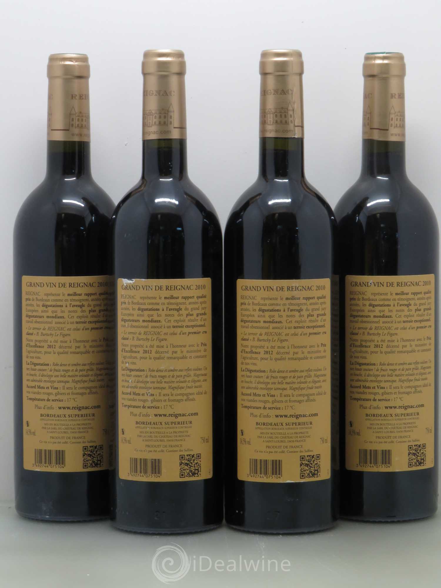 Grand vin de Reignac 2010 - Lot de 4 bouteilles - 1