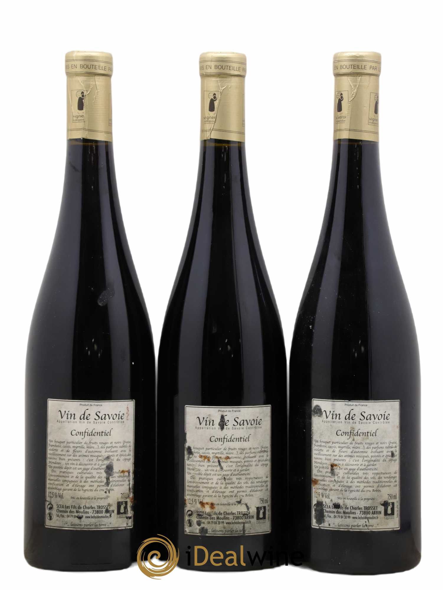 Vin de Savoie Arbin Mondeuse Confidentiel Trosset 2009 - Lot de 3 bouteilles - 1