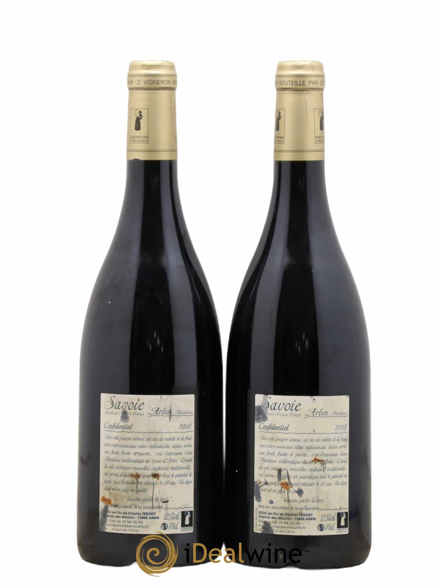 Vin de Savoie Arbin Mondeuse Confidentiel Trosset 2010 - Lot de 2 bouteilles - 1