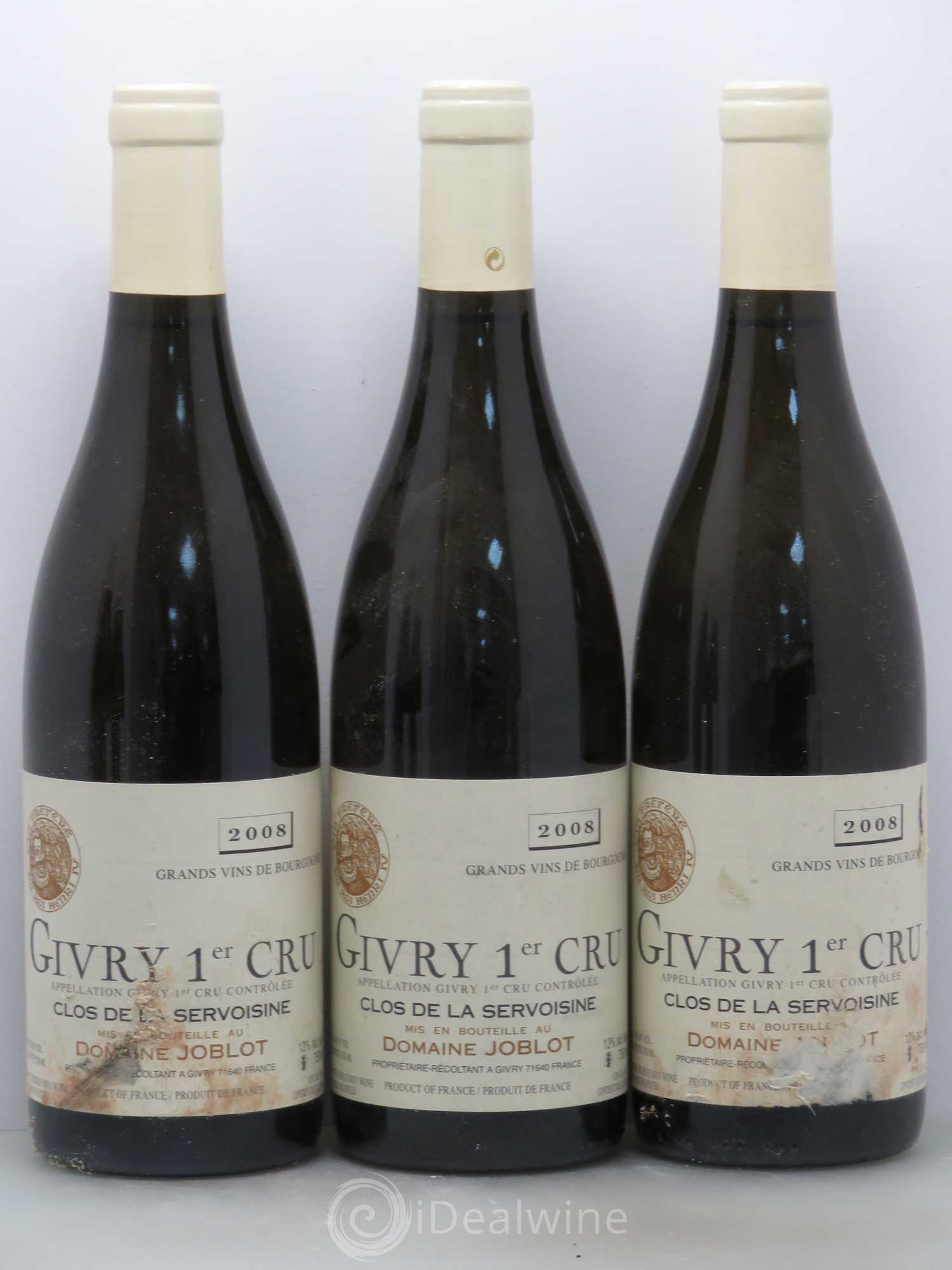 Givry 1er Cru Servoisine Joblot (Domaine) 2008 - Lot de 5 bouteilles - 1