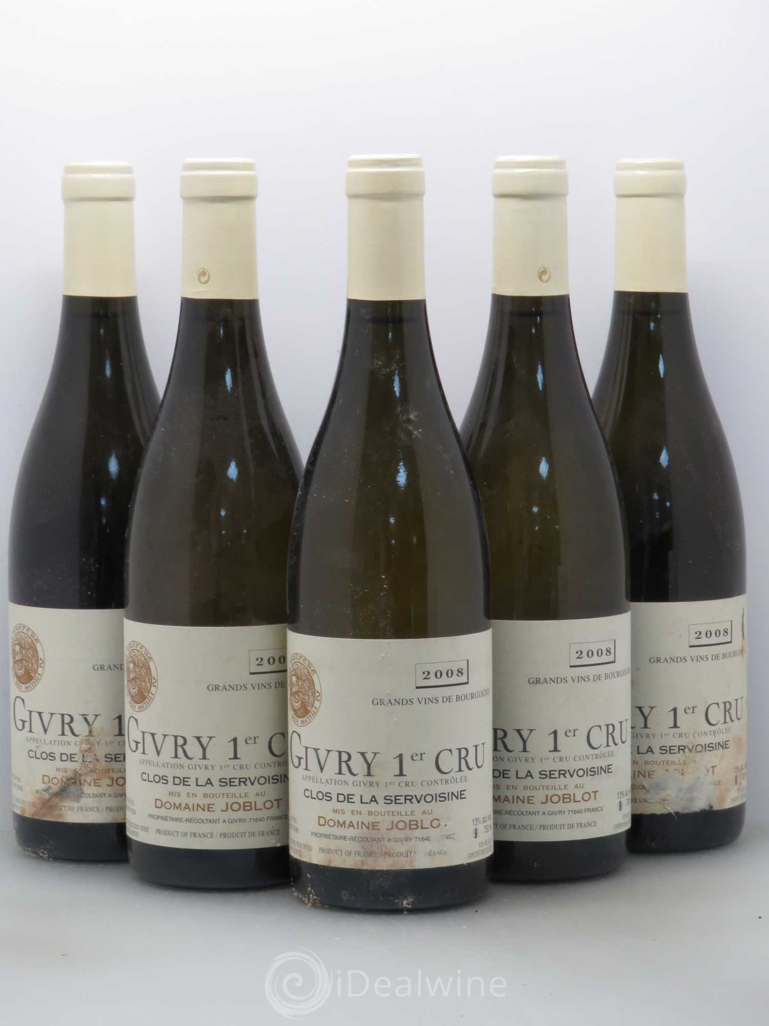 Givry 1er Cru Servoisine Joblot (Domaine) 2008 - Lot de 5 bouteilles - 0