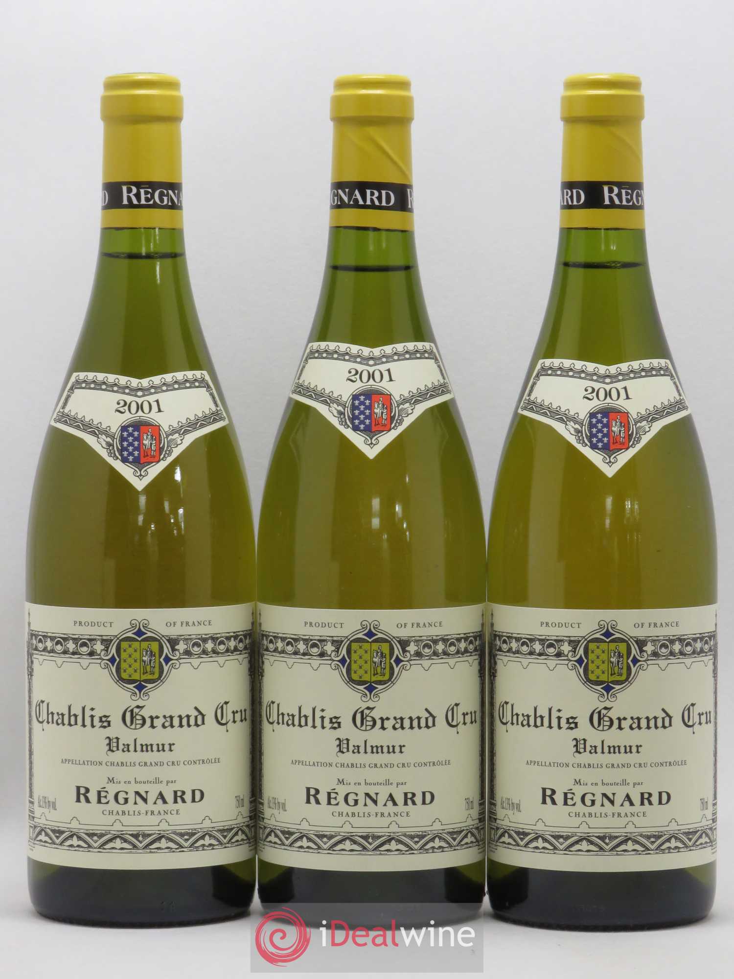 Chablis Grand Cru Valmur Régnard 2001 - Lot of 3 bottles - 0