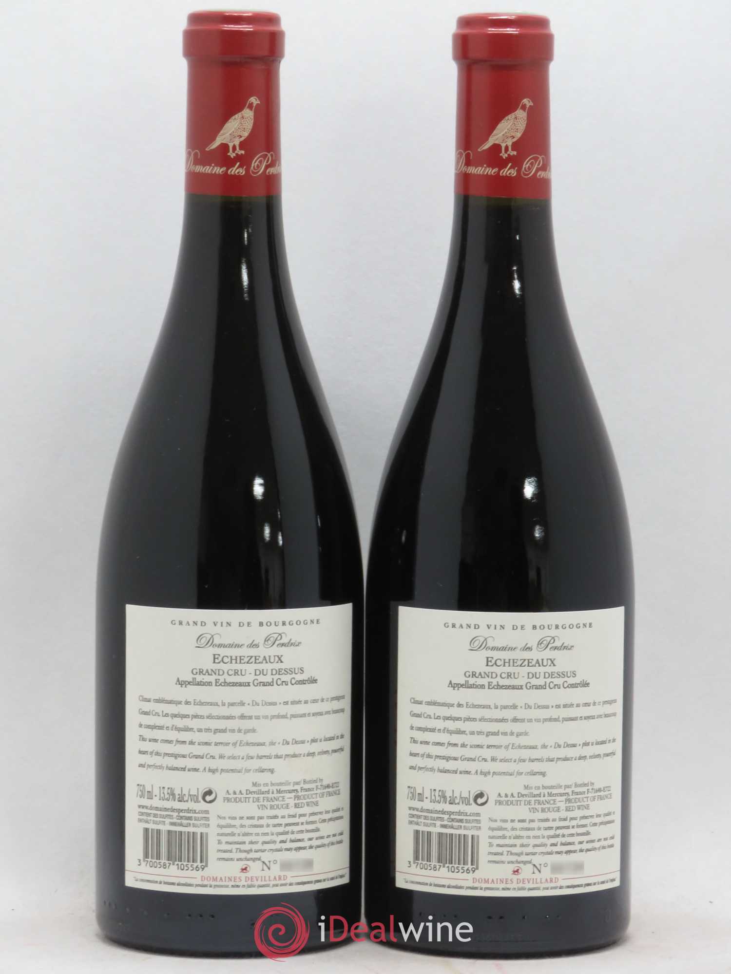 Echezeaux Grand Cru Du dessus Perdrix (Domaine des)  (no reserve) 2017 - Lot of 2 bottles - 1