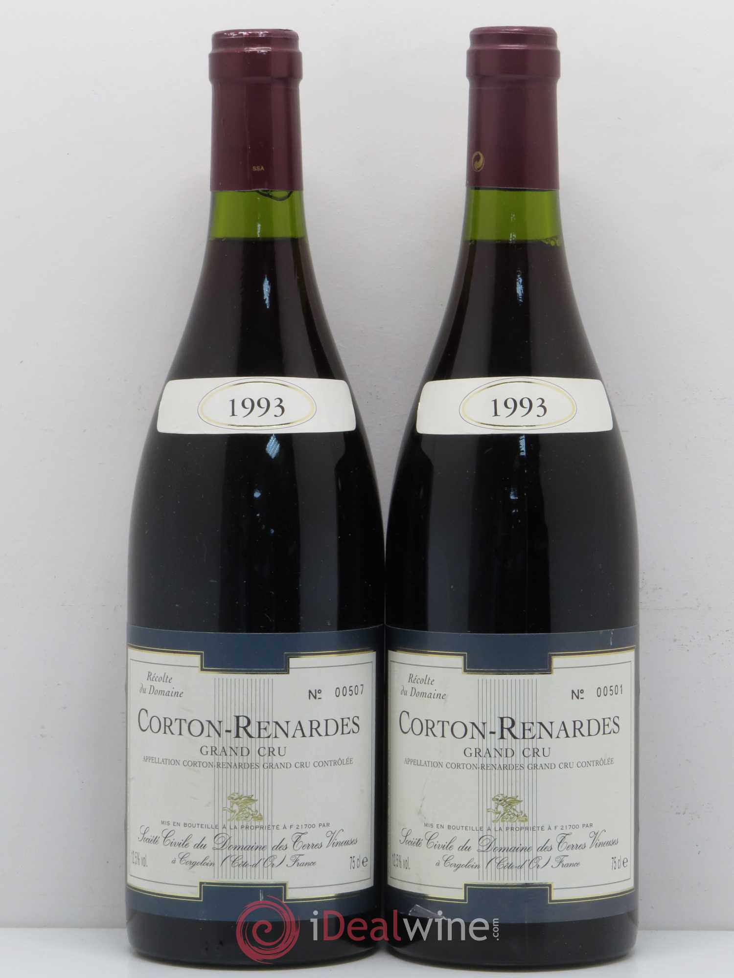 Corton Grand Cru Renardes Domaine des Terres Vineuses 1993 - Lot of 2 bottles - 0