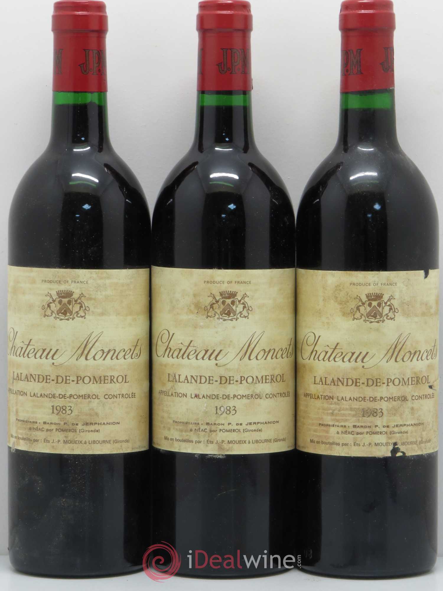 Bordeaux Château de Moncets Lalande de Pomerol (sans prix de réserve) 1983 - Lot de 3 bouteilles - 0