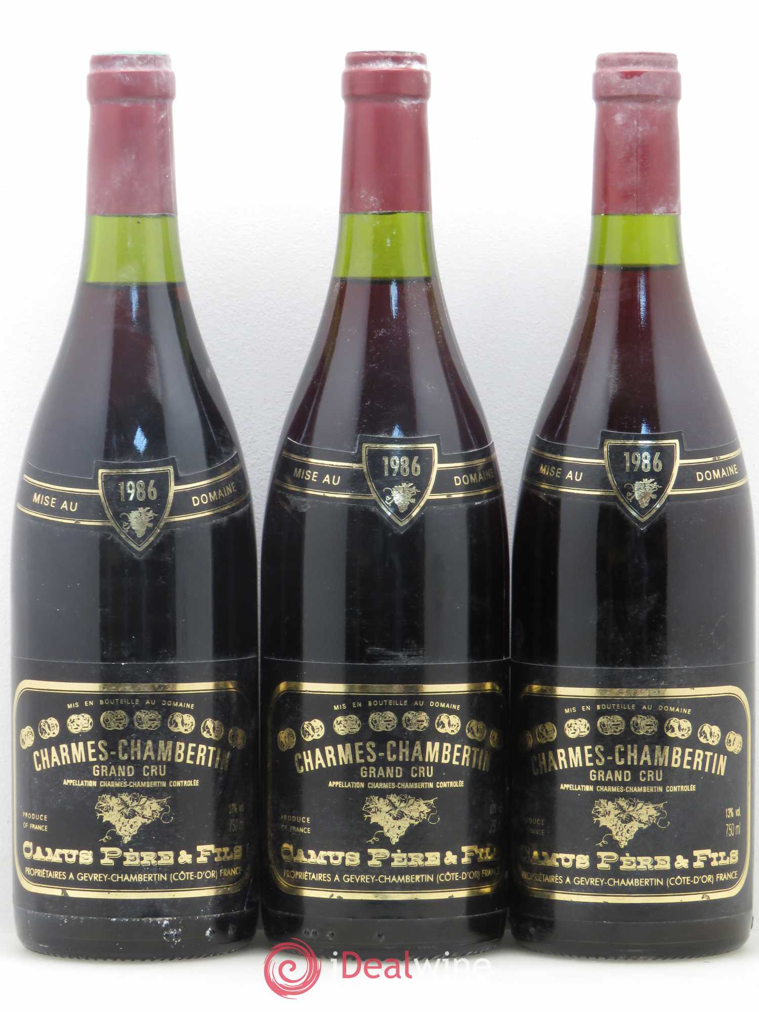 Charmes-Chambertin Grand Cru Camus Père et Fils (Domaine) 1986 - Lot de 3 bouteilles - 0