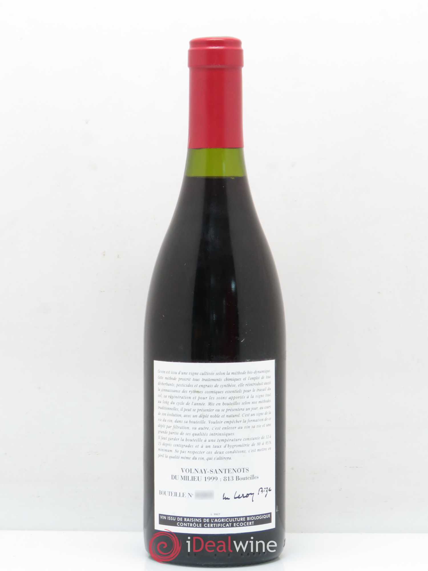 Volnay 1er Cru Santenots du Milieu Leroy (Domaine) 1999 - Posten von 1 Flasche - 1