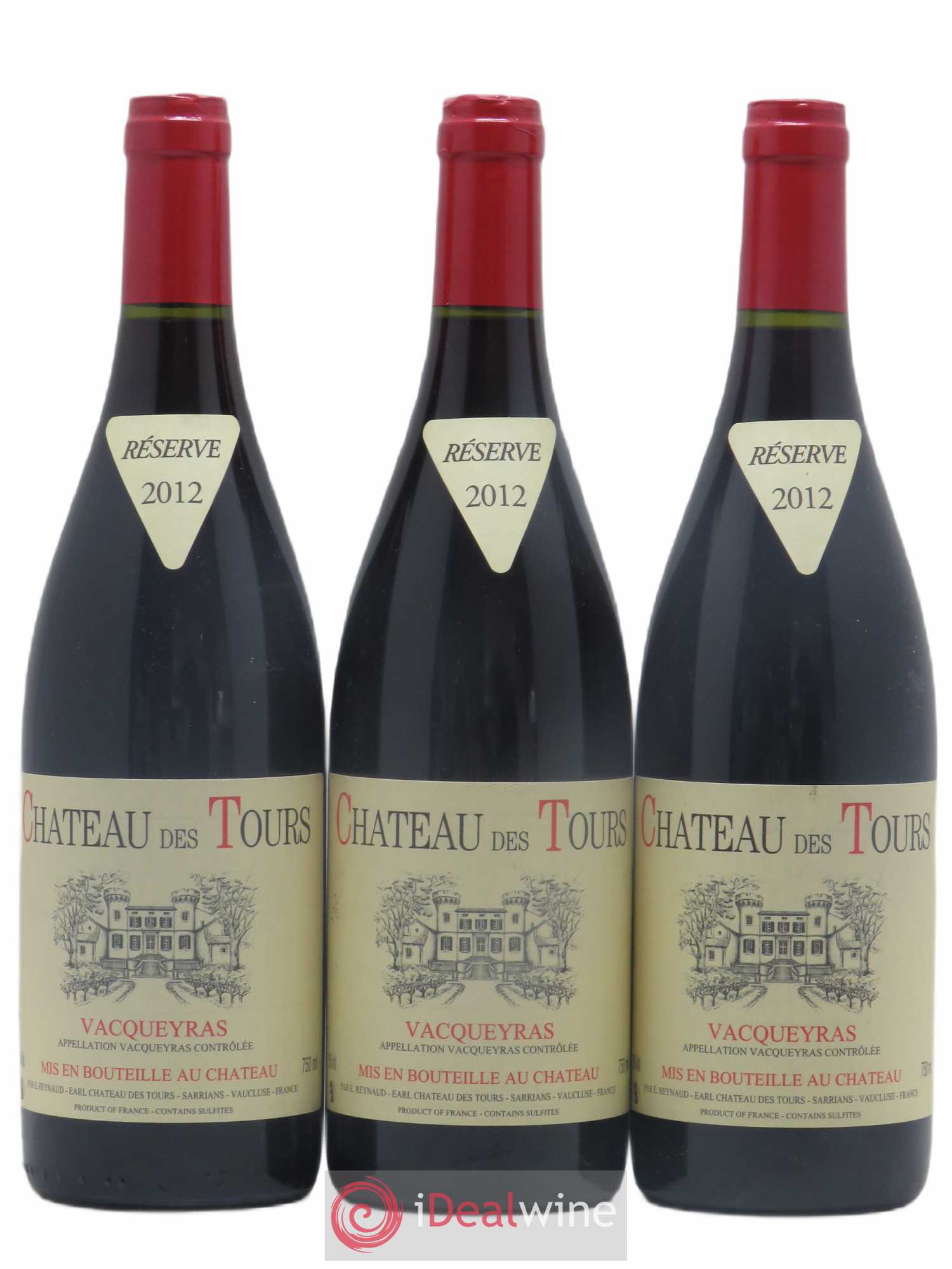 Vacqueyras Château des Tours Emmanuel Reynaud 2012 - Lot de 3 bouteilles - 0