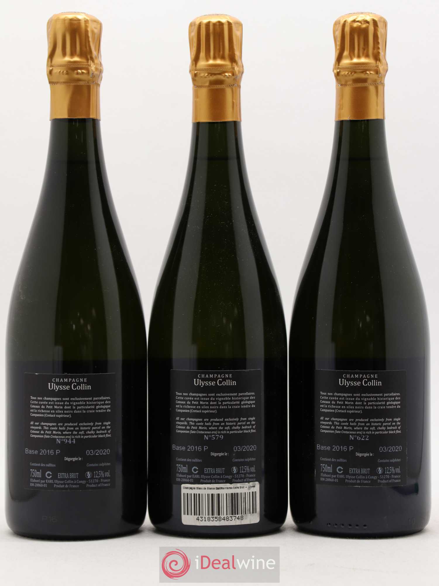 Blancs de Blancs Extra Brut Les Pierrières Ulysse Collin - Lot de 3 bouteilles - 1