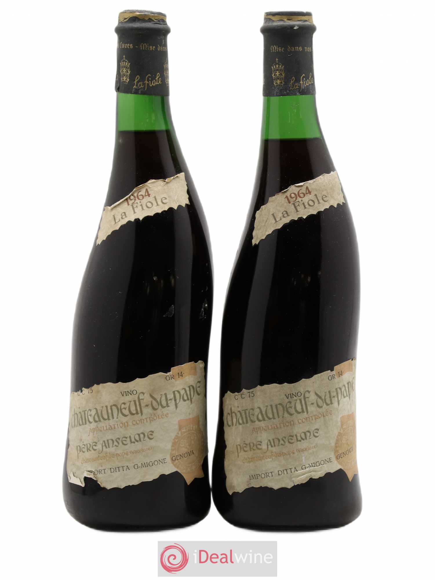 Châteauneuf-du-Pape La Fiole Pere Anselme 1964 - Lot de 2 bouteilles - 0