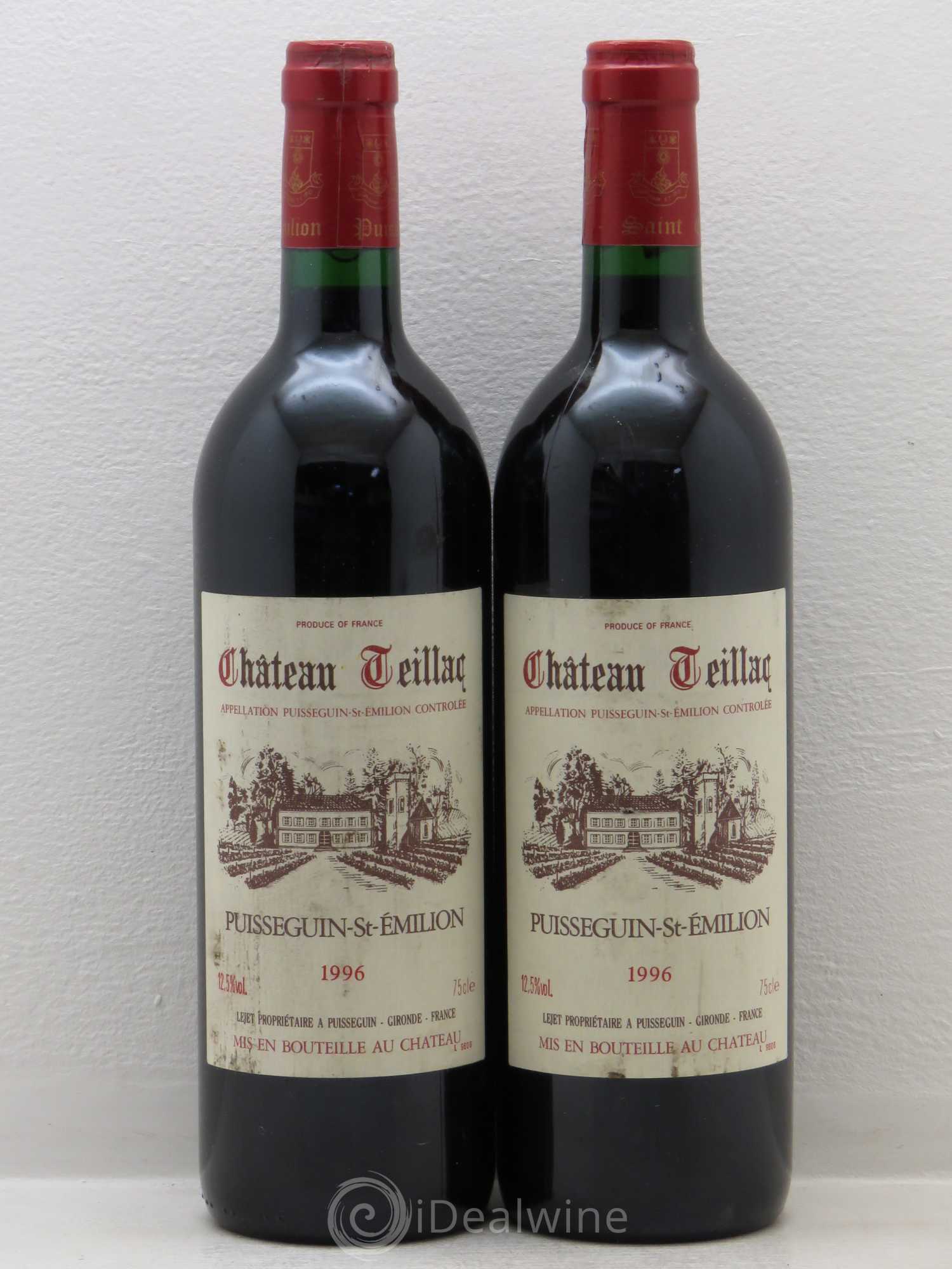 Bordeaux Puisseguin St Emilion Château Teillac 1996 - Lot de 2 bouteilles - 0