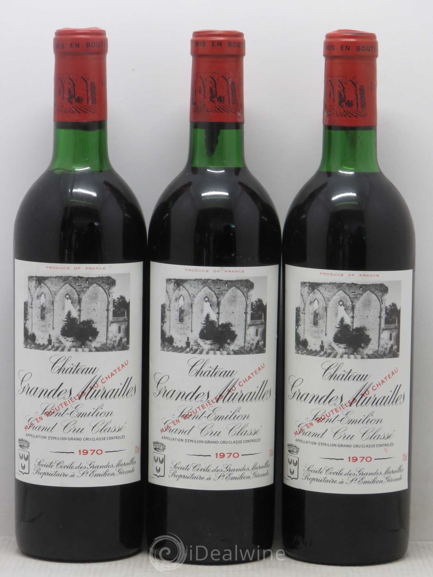 Château les Grandes Murailles Grand Cru Classé 1970 - Lot de 3 bouteilles - 0