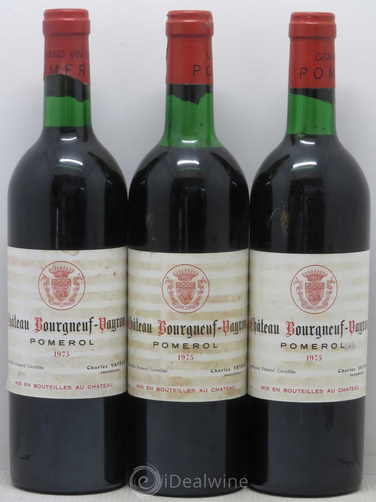 Pomerol Château Bourgneuf Veyron 1975 - Lot de 3 bouteilles - 0