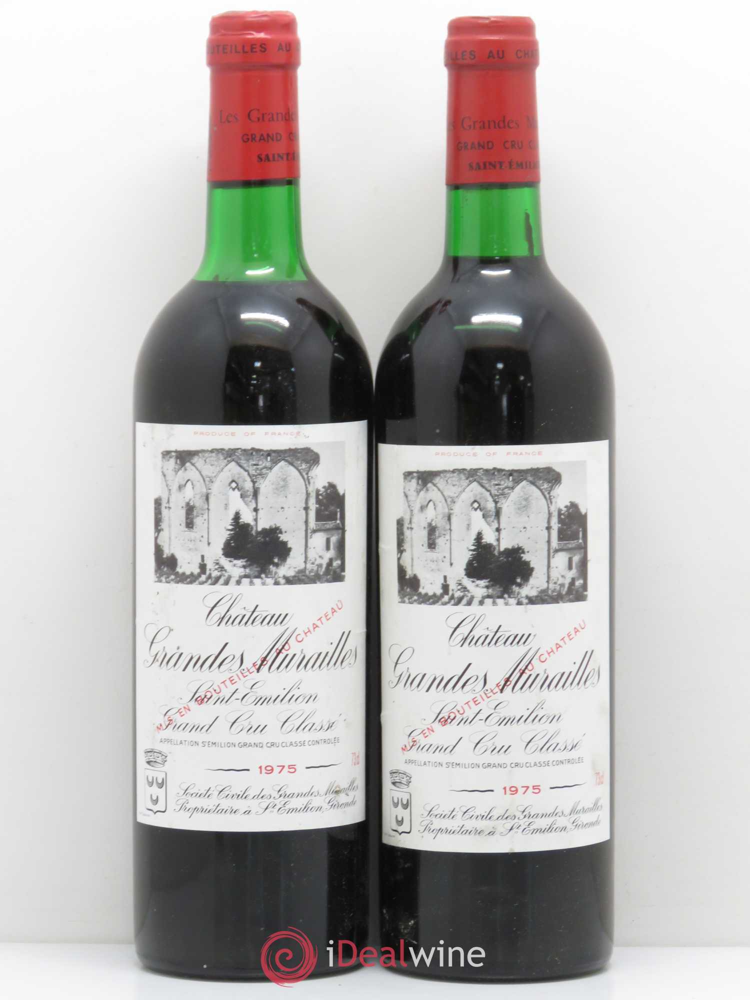 Château les Grandes Murailles Grand Cru Classé 1975 - Lot de 2 bouteilles - 0