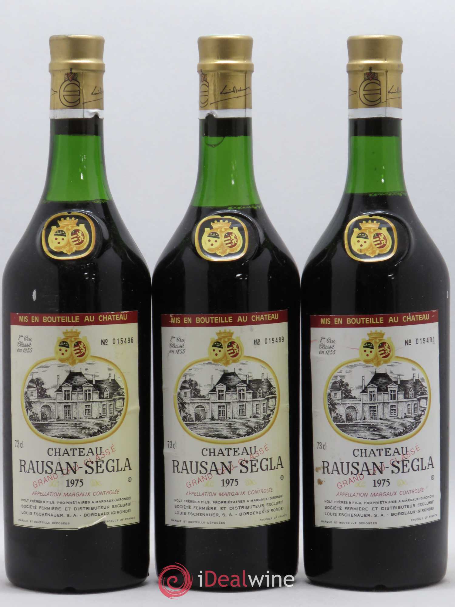 Château Rauzan Ségla Grand Cru Classé 1975 - Lot of 3 bottles - 0